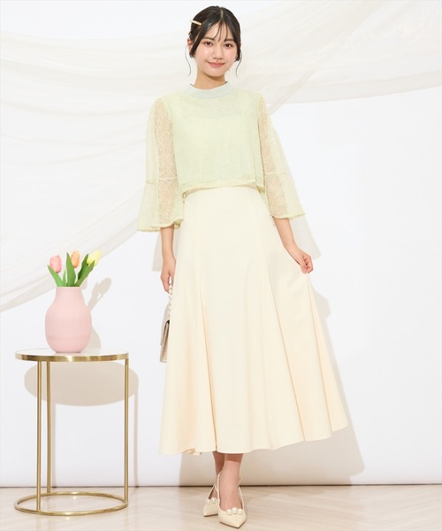 WILLSELECTION(ウィルセレクション)の「バックレースアップワンピース(ドレス・レディース・ブラック/サックスブルー/アイボリー/ピンク/ミント・FREE)」の2枚目の写真