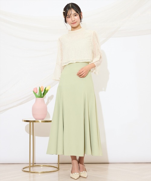 WILLSELECTION(ウィルセレクション)の「バックレースアップワンピース(ドレス・レディース・ブラック/サックスブルー/アイボリー/ピンク/ミント・FREE)」の4枚目の写真