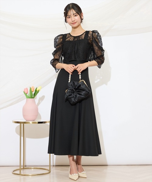WILLSELECTION(ウィルセレクション)の「バックレースアップワンピース(ドレス・レディース・ブラック/サックスブルー/アイボリー/ピンク/ミント・FREE)」の3枚目の写真