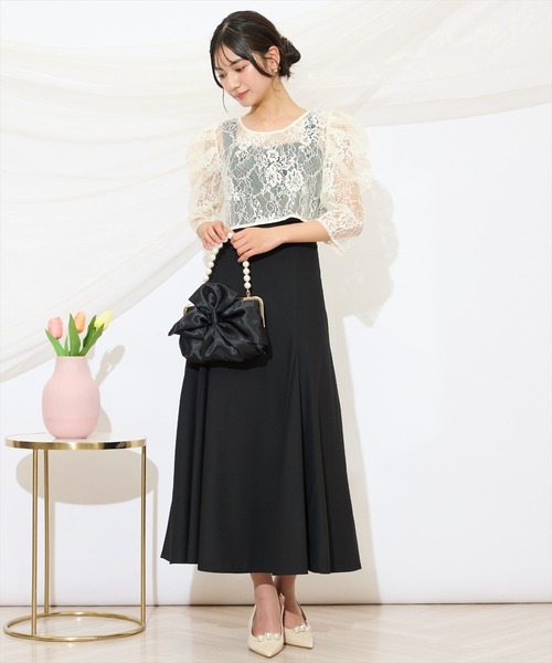 WILLSELECTION(ウィルセレクション)の「バックレースアップワンピース(ドレス・レディース・ブラック/サックスブルー/アイボリー/ピンク/ミント・FREE)」の8枚目の写真