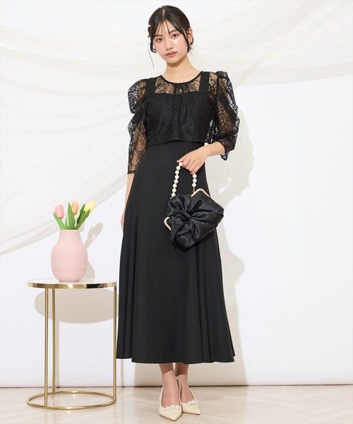 WILLSELECTION(ウィルセレクション)の「バックレースアップワンピース(ドレス・レディース・ブラック/サックスブルー/アイボリー/ピンク/ミント・FREE)」の7枚目の写真