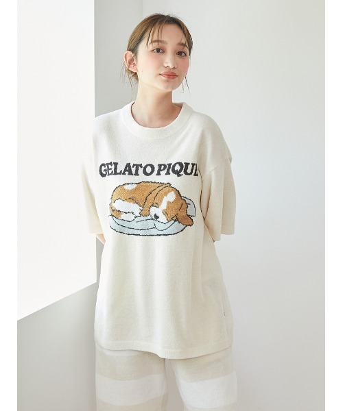 【ジェラートピケ】エアリーモコ ドッグジャガード ルームウェアセットアップ ONLINE限定】【HOMME】エアリーモコドッグジャガードプル