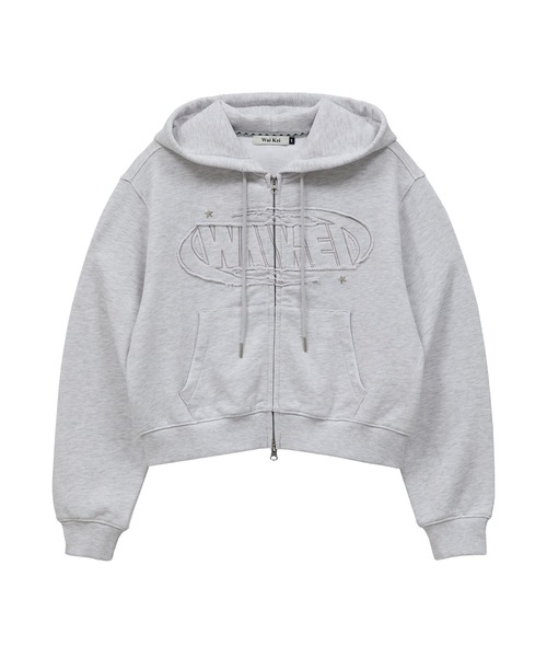 WaiKei（ワイケイ）の「★K-POPアイドル着用【UNISEX】Wai Kei／ロゴアップリケフーディZIP（パーカー・レディース・ライトグレー/グレー・LARGE/MEDIUM/X-LARGE）」の20枚目の写真