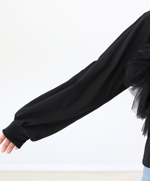Aletta vita(アレッタビータ)の「T/C天竺xチュールフリルドッキングプルオーバー(Tシャツ/カットソー・レディース・オフホワイト/ブラック・FREE)」の16枚目の写真