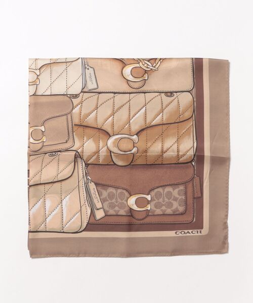 スカーフセット（COACH、GUCCIなど） スタックド タビー バッグ プリント シルク スクエア スカーフ