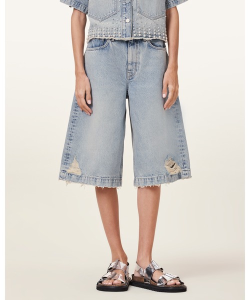 ALLSAINTS（オールセインツ）の「LOUIE WIDE LEG SHORTS | LOUIE ワイド レッグ ショーツ（デニムパンツ・レディース・ライトインディゴブルー・24/26/25）」の3枚目の写真