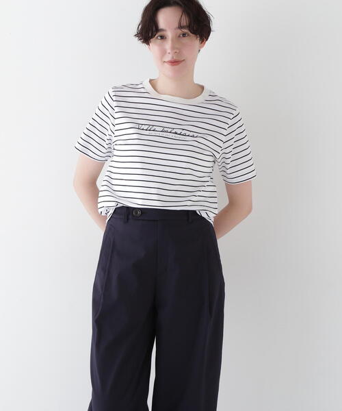 human woman（ヒューマンウーマン）の「◆天竺ボーダーロゴＴシャツ（Tシャツ/カットソー・レディース・ブラック系その他3・MEDIUM）」の12枚目の写真