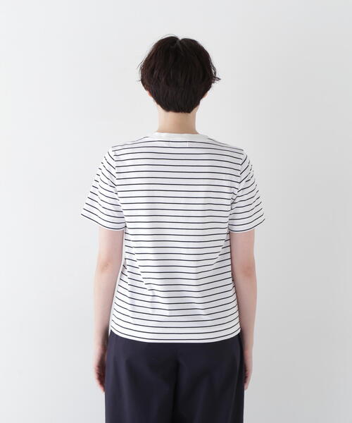 human woman（ヒューマンウーマン）の「◆天竺ボーダーロゴＴシャツ（Tシャツ/カットソー・レディース・ブラック系その他3・MEDIUM）」の7枚目の写真