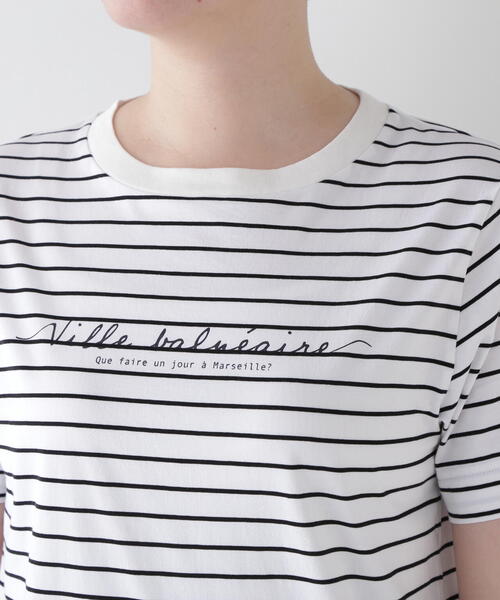 human woman（ヒューマンウーマン）の「◆天竺ボーダーロゴＴシャツ（Tシャツ/カットソー・レディース・ブラック系その他3・MEDIUM）」の6枚目の写真