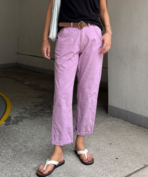 LBC(エルビーシー)の「コットンシャンブレーテーパードパンツ(その他パンツ・レディース・ブラック/チャコール/ネイビー/ベージュ/ピンク・S/M/L)」の5枚目の写真