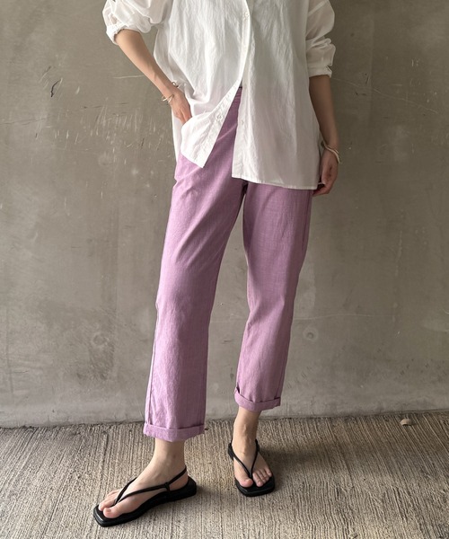 LBC(エルビーシー)の「コットンシャンブレーテーパードパンツ(その他パンツ・レディース・ブラック/チャコール/ネイビー/ベージュ/ピンク・S/M/L)」の17枚目の写真