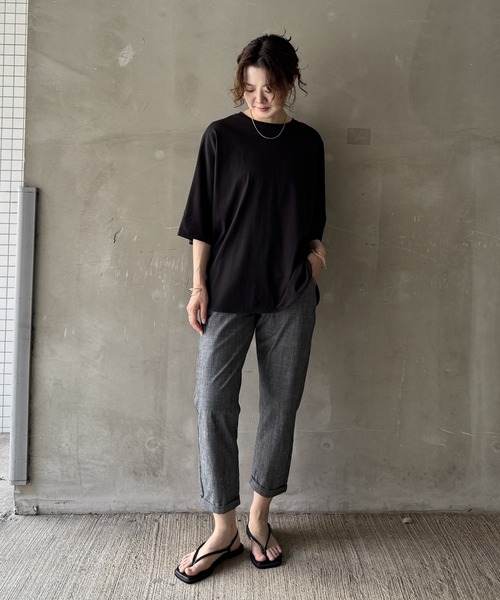 LBC(エルビーシー)の「コットンシャンブレーテーパードパンツ(その他パンツ・レディース・ブラック/チャコール/ネイビー/ベージュ/ピンク・S/M/L)」の13枚目の写真