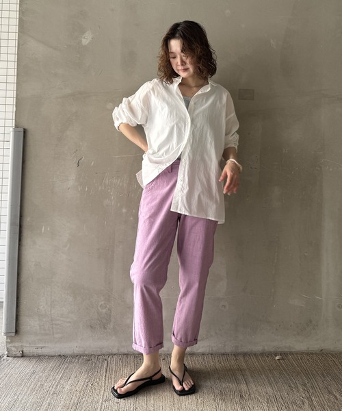 LBC(エルビーシー)の「コットンシャンブレーテーパードパンツ(その他パンツ・レディース・ブラック/チャコール/ネイビー/ベージュ/ピンク・S/M/L)」の11枚目の写真