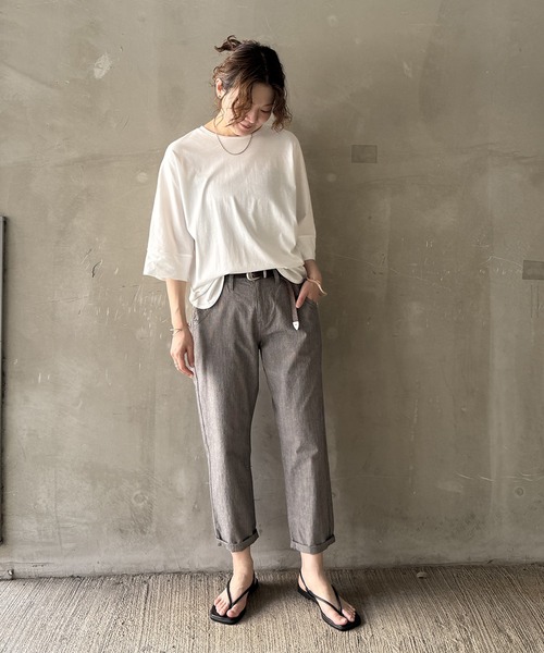 LBC(エルビーシー)の「コットンシャンブレーテーパードパンツ(その他パンツ・レディース・ブラック/チャコール/ネイビー/ベージュ/ピンク・S/M/L)」の19枚目の写真