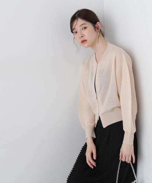 PROPORTION BODY DRESSING（プロポーションボディドレッシング）の「シアーニットブルゾン / 1215155401（テーラードジャケット・レディース・ブラック/ホワイト/ベージュ・FREE）」の5枚目の写真