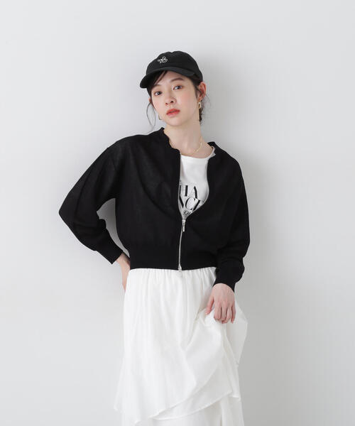 PROPORTION BODY DRESSING（プロポーションボディドレッシング）の「シアーニットブルゾン / 1215155401（テーラードジャケット・レディース・ブラック/ホワイト/ベージュ・FREE）」の3枚目の写真