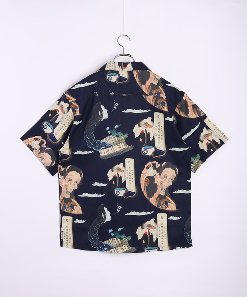 葛飾北斎 アート 半袖オープンカラーシャツ（シャツ/ブラウス