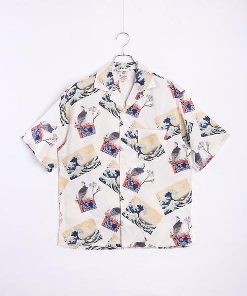 WESTSEA(ウエストシー)の「葛飾北斎 アート 半袖オープンカラーシャツ(シャツ/ブラウス・メンズ・ブラック/ホワイト/ネイビー/ライトベージュ/ダークネイビー/ベージュ・XL/M/L)」の18枚目の写真