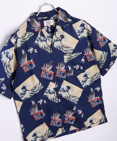 WESTSEA(ウエストシー)の「葛飾北斎 アート 半袖オープンカラーシャツ(シャツ/ブラウス・メンズ・ブラック/ホワイト/ネイビー/ライトベージュ/ダークネイビー/ベージュ・XL/M/L)」の10枚目の写真