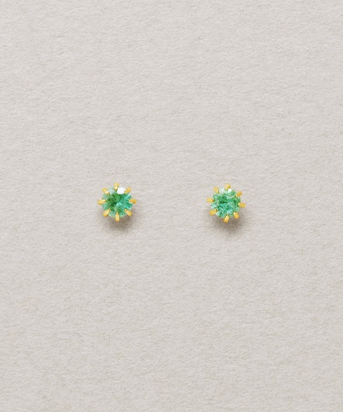 セカンドピアス]K18エメラルドピアス（ピアス（両耳用））｜TAKE-UP 