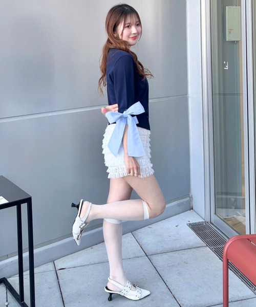 3.3 Field Trip （3.3フィールドトリップ）の「3.3 Field Trip／リボンレイヤードカーディガン（カーディガン/ボレロ・レディース・ネイビー/グレー/オフホワイト・FREE）」の11枚目の写真