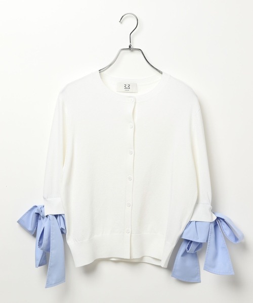 3.3 Field Trip （3.3フィールドトリップ）の「3.3 Field Trip／リボンレイヤードカーディガン（カーディガン/ボレロ・レディース・ネイビー/グレー/オフホワイト・FREE）」の13枚目の写真