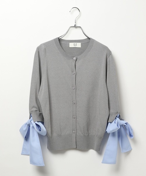 3.3 Field Trip （3.3フィールドトリップ）の「3.3 Field Trip／リボンレイヤードカーディガン（カーディガン/ボレロ・レディース・ネイビー/グレー/オフホワイト・FREE）」の14枚目の写真