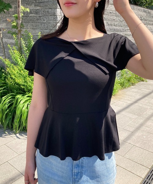 VIS(ビス)の「【WEB限定】ビッグカラーペプラムカットソー(Tシャツ/カットソー・レディース・ホワイト/ブラック/ピンク・FREE)」の5枚目の写真