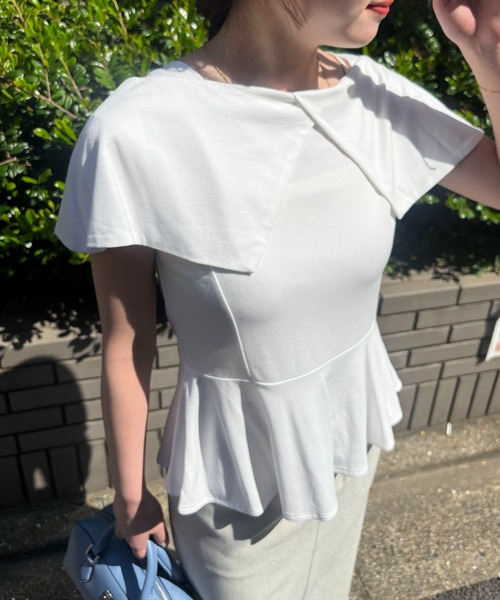 VIS(ビス)の「【WEB限定】ビッグカラーペプラムカットソー(Tシャツ/カットソー・レディース・ホワイト/ブラック/ピンク・FREE)」の12枚目の写真