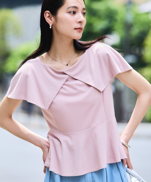 WEB限定】ビッグカラーペプラムカットソー（Tシャツ/カットソー
