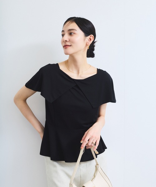 セール】【WEB限定】ビッグカラーペプラムカットソー（Tシャツ