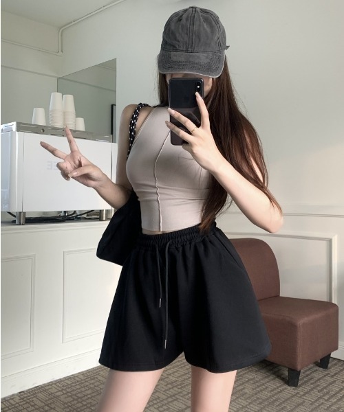 Teem Store(チームストア)の「スウェットフレアショートパンツ(スウェットパンツ・レディース・アイボリー/ブラック/グレー・S/M)」の11枚目の写真