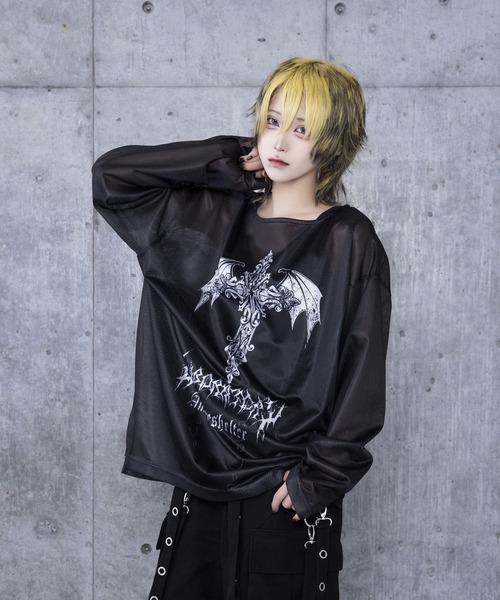 アミリージュ BONDイラストプリントロングTシャツ 紫 黒 BONDイラストプリントロングTシャツ– A AM STUDIO