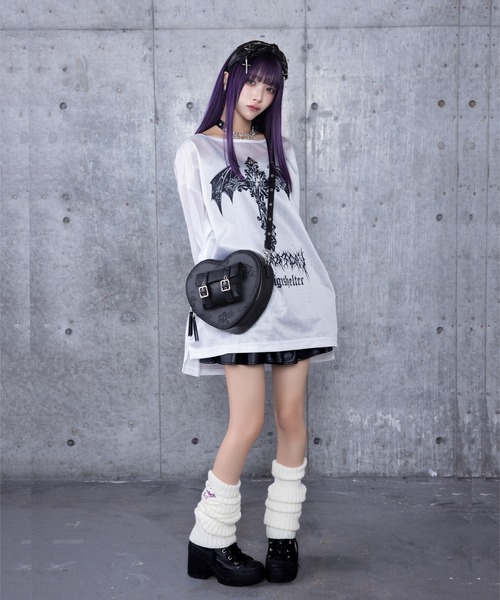 Amilge ロンT Amilige tシャツ fallen angel肩ZIPロンT レディース メンズ