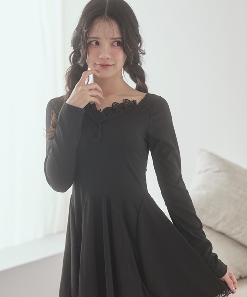 fiocco lace mini dress/フィオッコレースミニドレス（ワンピース）｜M