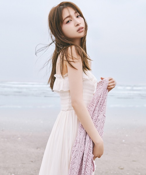 ま*ん様 NBB ♡ 【上西星来さんコラボ】フリルシャーリングキャミワンピース NATURAL BEAUTY BASIC（ナチュラルビューティーベーシック）の