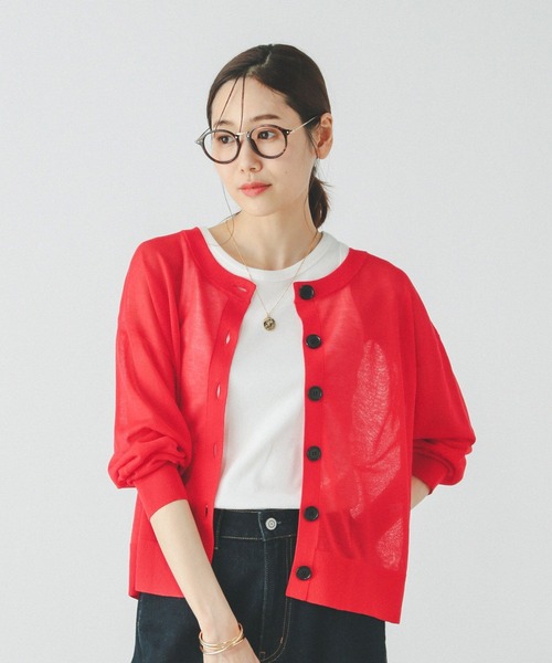 シアーボレロカーディガン （CORAL） セール】シアークルーカーディガン/288084（カーディガン/ボレロ