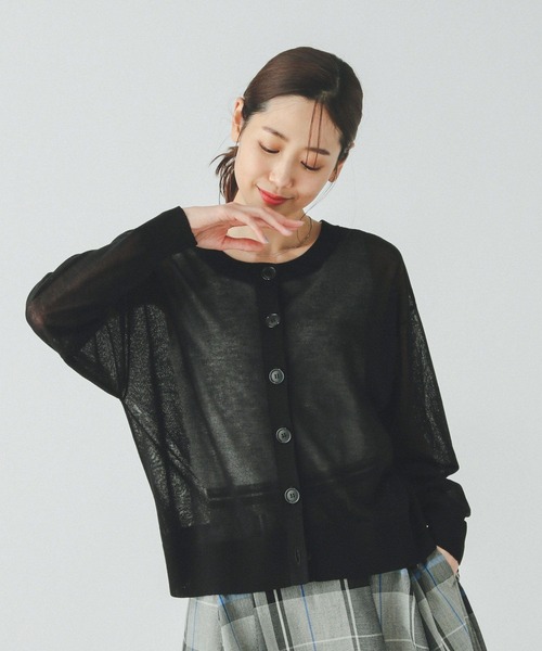 GLOBAL WORK（グローバルワーク）の「シアークルーカーディガン/288084（カーディガン/ボレロ・レディース・ブラック/ライトグレー/レッド・LARGE/MEDIUM）」の6枚目の写真