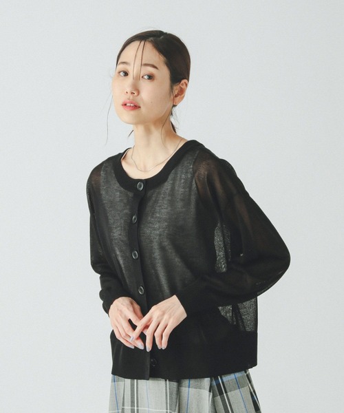 GLOBAL WORK（グローバルワーク）の「シアークルーカーディガン/288084（カーディガン/ボレロ・レディース・ブラック/ライトグレー/レッド・LARGE/MEDIUM）」の7枚目の写真