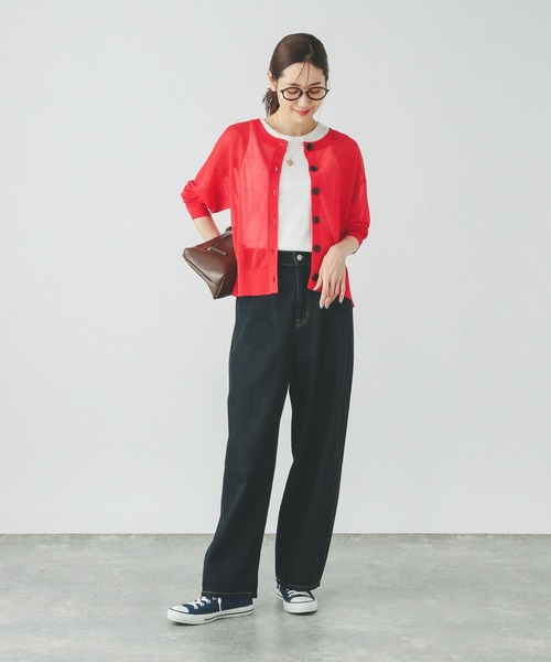 GLOBAL WORK（グローバルワーク）の「シアークルーカーディガン/288084（カーディガン/ボレロ・レディース・ブラック/ライトグレー/レッド・LARGE/MEDIUM）」の17枚目の写真