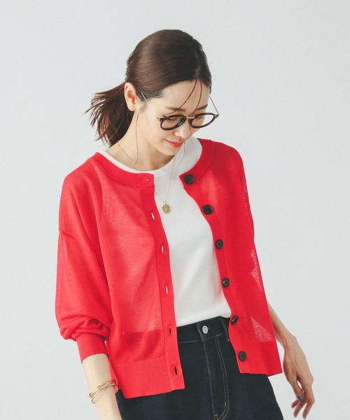 GLOBAL WORK（グローバルワーク）の「シアークルーカーディガン/288084（カーディガン/ボレロ・レディース・ブラック/ライトグレー/レッド・LARGE/MEDIUM）」の21枚目の写真