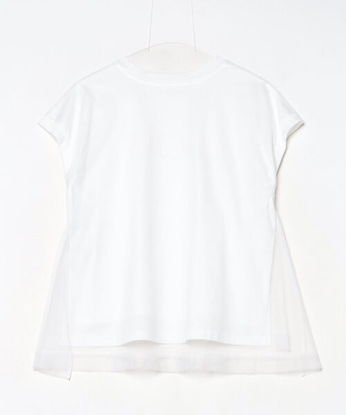 tシャツ EGLANTINE チュールレイヤード ロゴプリント フレンチスリーブカットソー レディース EGLANTINE チュールレイヤード ロゴプリント フレンチスリーブ