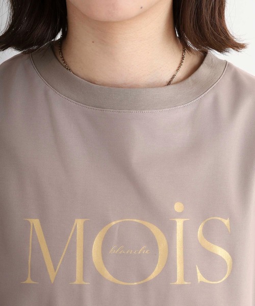 EGLANTINE(エグランティーヌ)の「EGLANTINE チュールレイヤード ロゴプリント フレンチスリーブカットソー(Tシャツ/カットソー・レディース・ブラック/オフホワイト/グレイッシュブルー/カーキ・40)」の14枚目の写真