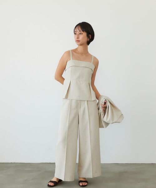 STRATA(エストラータ)の「リネンライクペプラムトップス 【低身長・小柄女性】(キャミソール・レディース・ベージュ/グレー・ONE SIZE)」の7枚目の写真