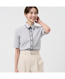 TOKYO SHIRTS | 【吸水速乾】【COFREX】前立パイピングブラウス 五分袖 レディースデザインシャツ(シャツ/ブラウス)