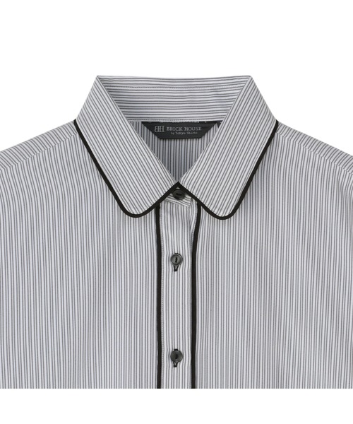 TOKYO SHIRTS(トウキョウシャツ)の「【吸水速乾】【COFREX】前立パイピングブラウス 五分袖 レディースデザインシャツ(シャツ/ブラウス・レディース・グレー・M/L/LL/S)」の7枚目の写真