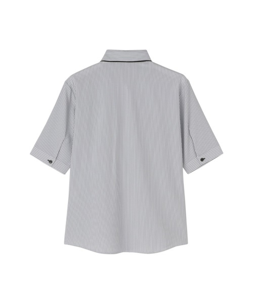 TOKYO SHIRTS(トウキョウシャツ)の「【吸水速乾】【COFREX】前立パイピングブラウス 五分袖 レディースデザインシャツ(シャツ/ブラウス・レディース・グレー・M/L/LL/S)」の6枚目の写真