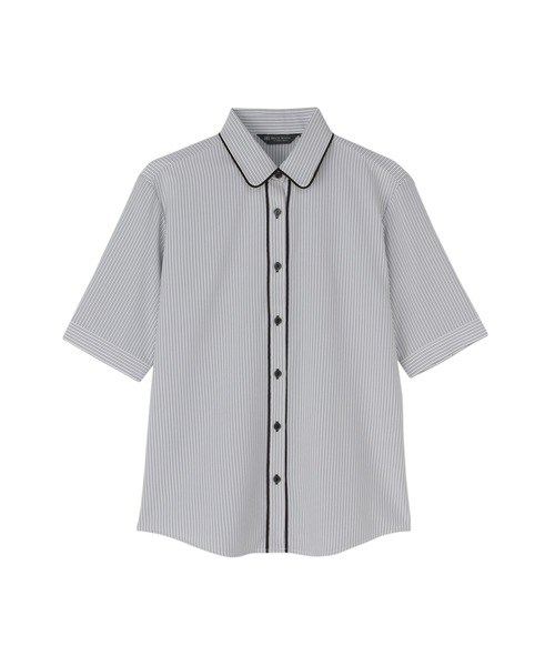 TOKYO SHIRTS(トウキョウシャツ)の「【吸水速乾】【COFREX】前立パイピングブラウス 五分袖 レディースデザインシャツ(シャツ/ブラウス・レディース・グレー・M/L/LL/S)」の5枚目の写真