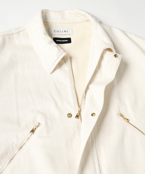 CULLNI（クルニ）の「DOUBLE POCKET ZIP UP JACKET（デニムジャケット・メンズ・ダークインディゴブルー/アイボリー/ブラック・1/2）」の6枚目の写真