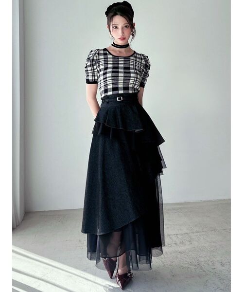 RESEXXY（リゼクシー）の「【WEB限定】チュールドッキングフレアスカート（スカート・レディース・ブラック/インディゴブルー/ホワイト・FREE）」の5枚目の写真